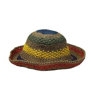 Multicolor adjustable paper straw summer hat one size